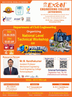 National-Level Technical Workshop on 3D Printing in Practice – Design, Print & Innovate 2026 Workshop Poster